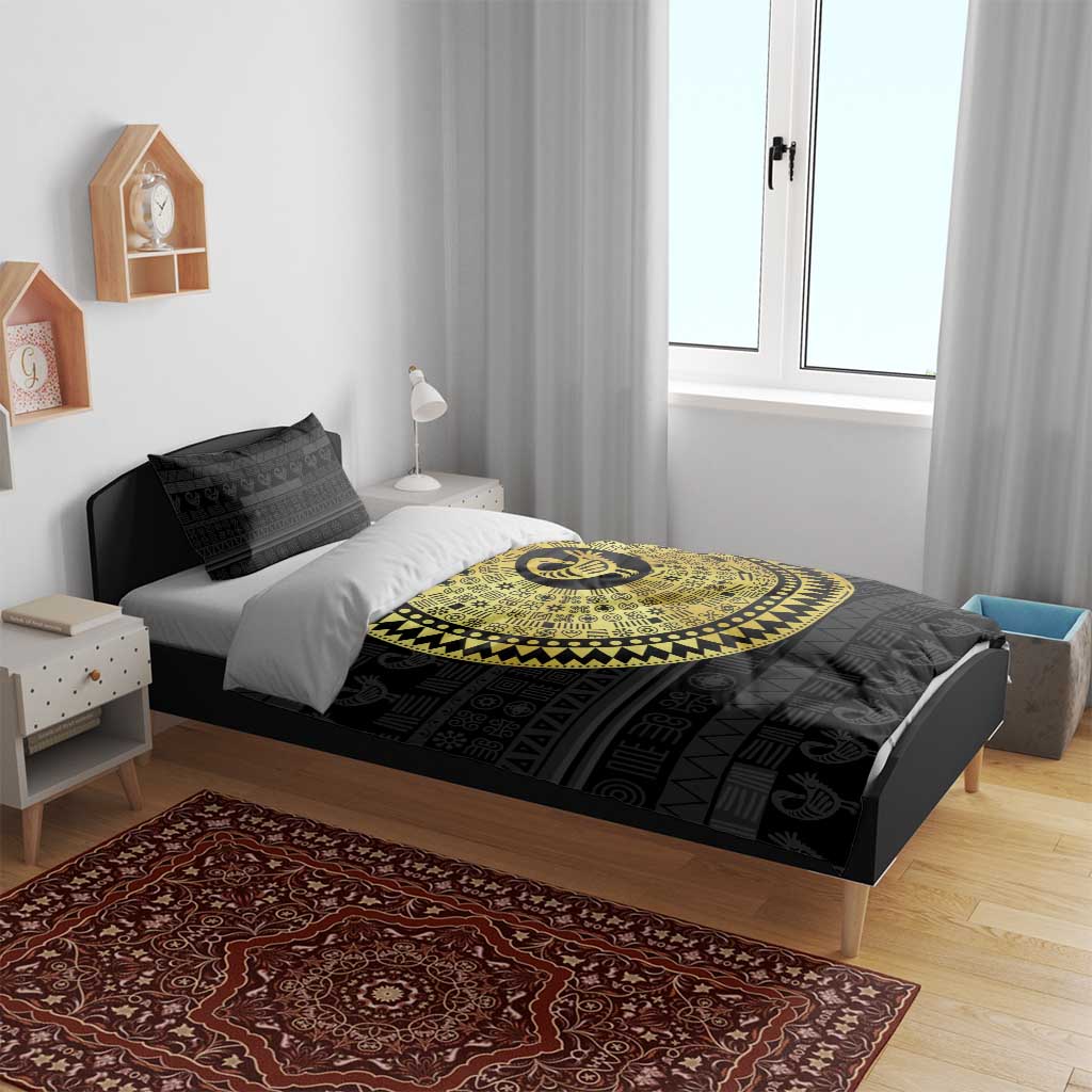 Sankofa Bird Bedding Set Adinkra Symbols - Gold Version