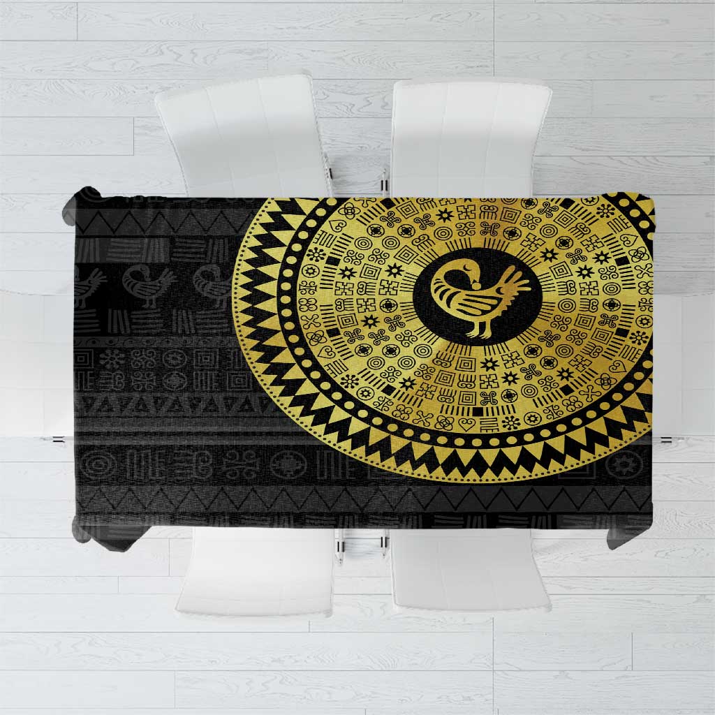 Sankofa Bird Tablecloth Adinkra Symbols - Gold Version