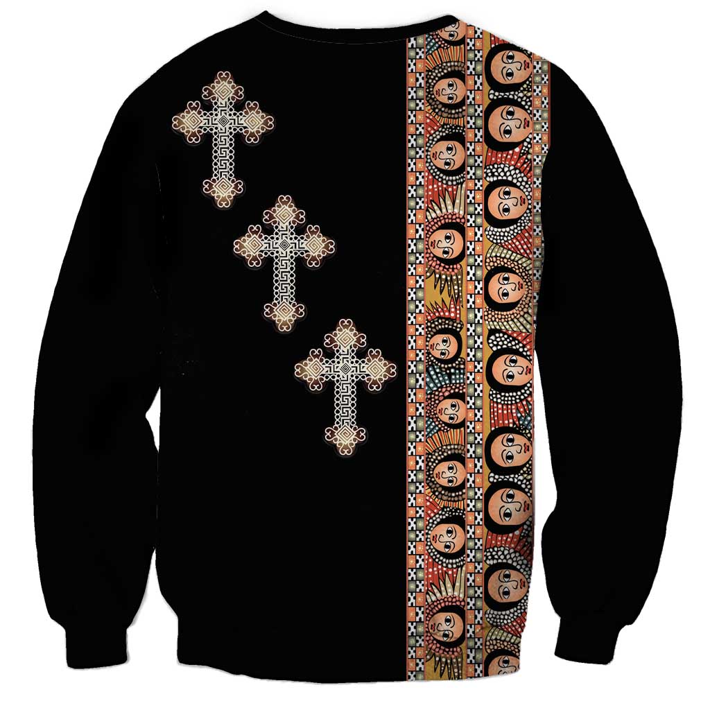 Ethiopia Angels Tilet Sweatshirt Ethiopian Cross Black Color