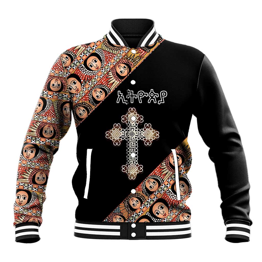Personalized Ethiopian Orthodox Church Angel Baseball Jacket Black Color
