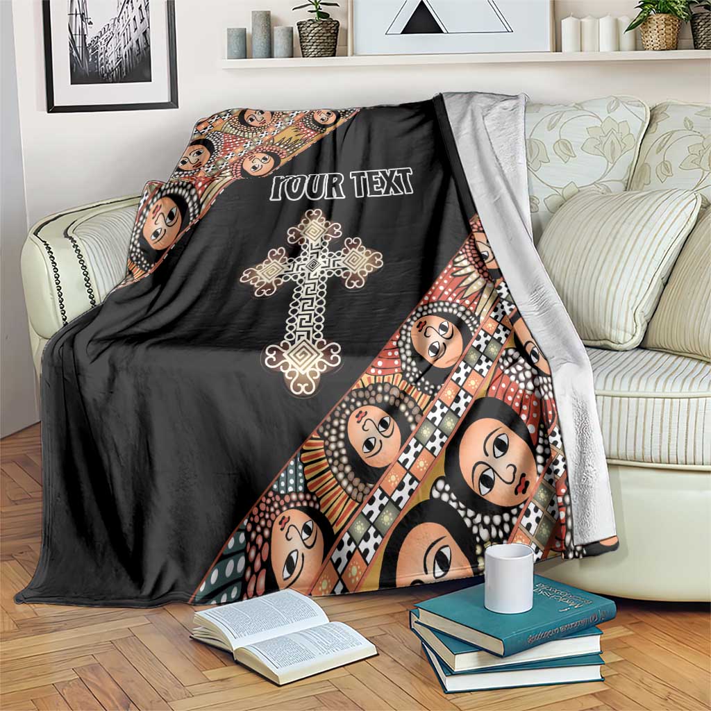 Personalized Ethiopian Orthodox Church Angel Blanket Black Color