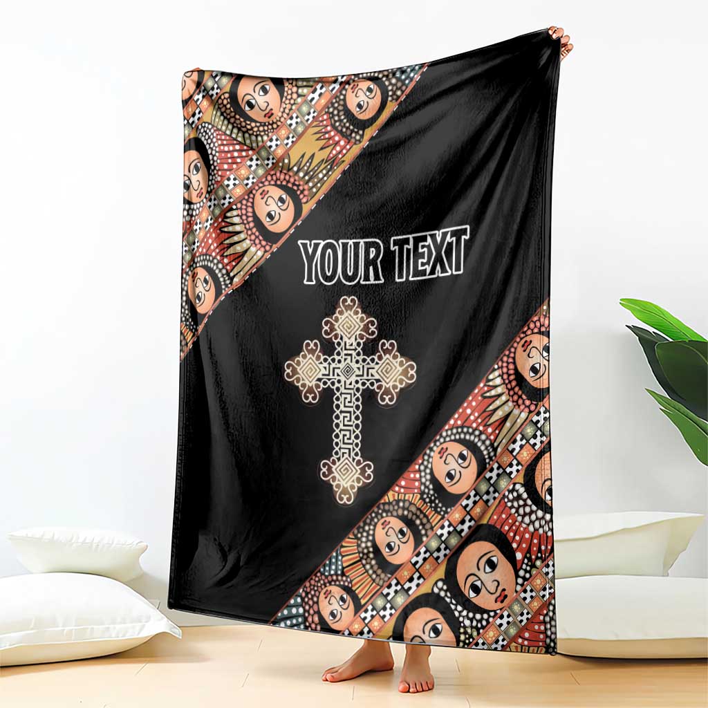 Personalized Ethiopian Orthodox Church Angel Blanket Black Color