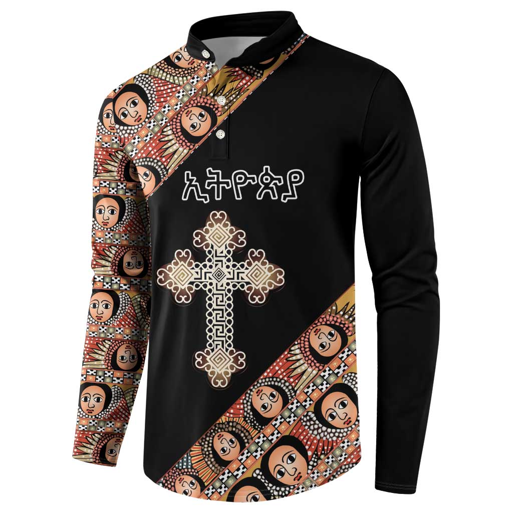 Personalized Ethiopian Orthodox Church Angel Button Sweatshirt Black Color