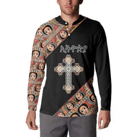 Personalized Ethiopian Orthodox Church Angel Button Sweatshirt Black Color