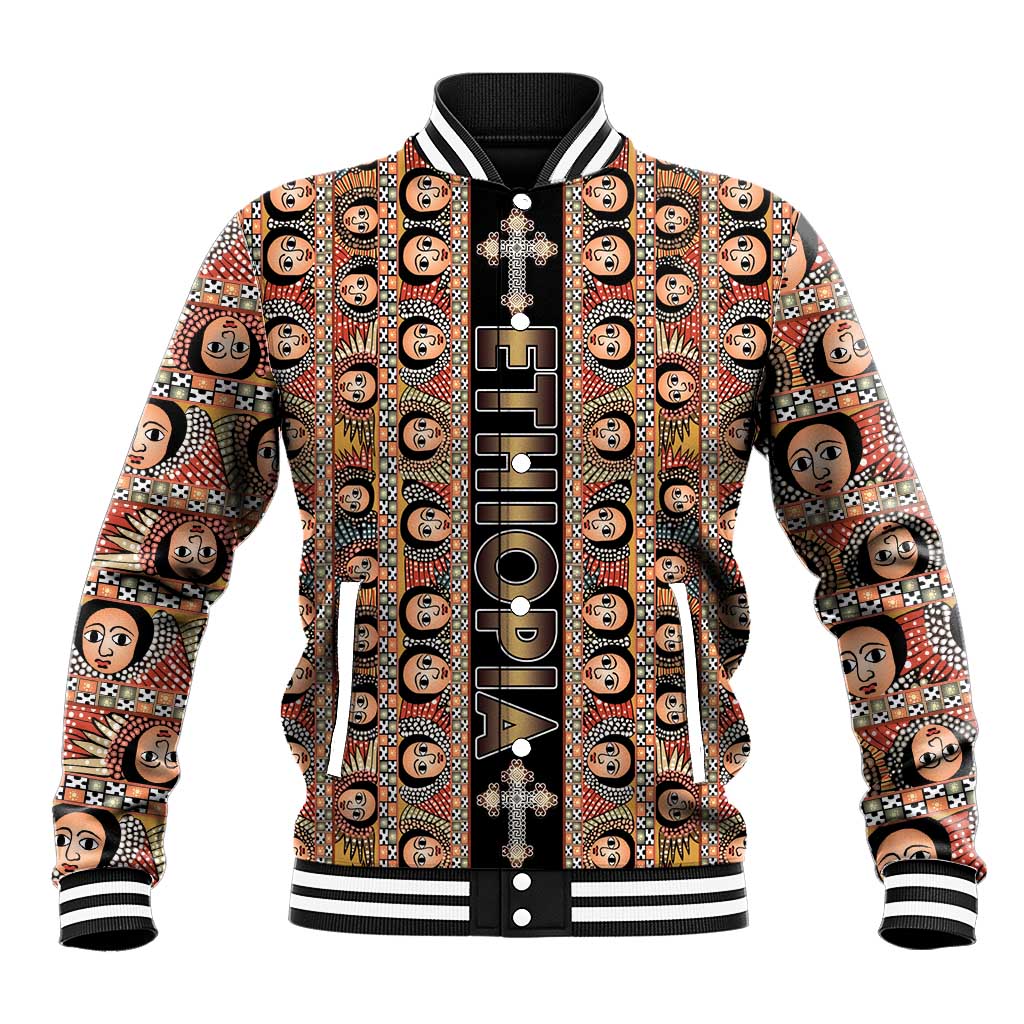 Personalized Ethiopian Tewahedo Angel Orthodox Baseball Jacket Black Color