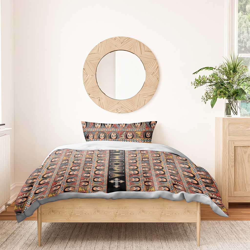 Ethiopian Tewahedo Angel Orthodox Bedding Set Black Color