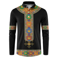 Ethiopia Saba Kemis Button Sweatshirt Habesha Style Black Color