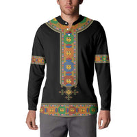 Ethiopia Saba Kemis Button Sweatshirt Habesha Style Black Color