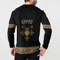 Ethiopia Saba Kemis Button Sweatshirt Habesha Style Black Color