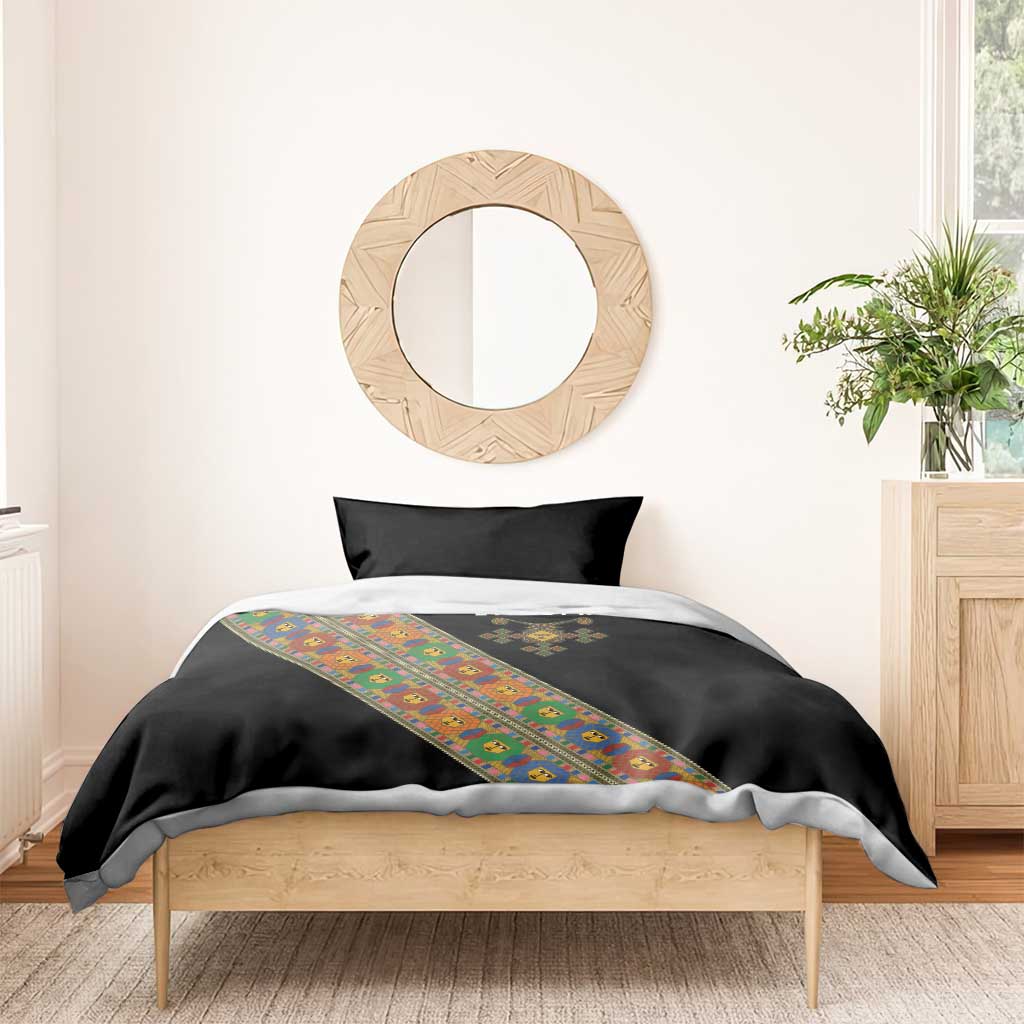 Ethiopia Saba Kemis Bedding Set Sash Style Black Color