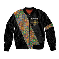 Ethiopia Saba Kemis Bomber Jacket Sash Style Black Color