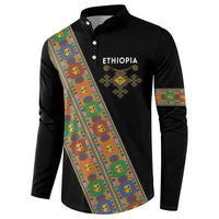 Ethiopia Saba Kemis Button Sweatshirt Sash Style Black Color