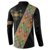 Ethiopia Saba Kemis Button Sweatshirt Sash Style Black Color