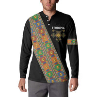 Ethiopia Saba Kemis Button Sweatshirt Sash Style Black Color