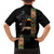 Ethiopia Saba Kemis Family Matching Off The Shoulder Long Sleeve Dress and Hawaiian Shirt Ethiopian Cross Lion Of Judah Black Color