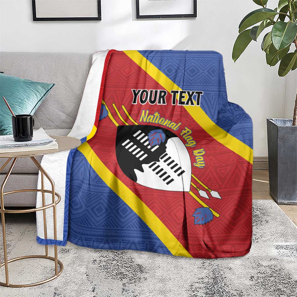 Personalized Eswatini National Flag Day Blanket Nguni Shield Flag Style
