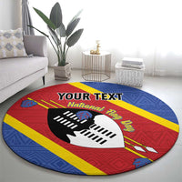 Personalized Eswatini National Flag Day Round Carpet Nguni Shield Flag Style