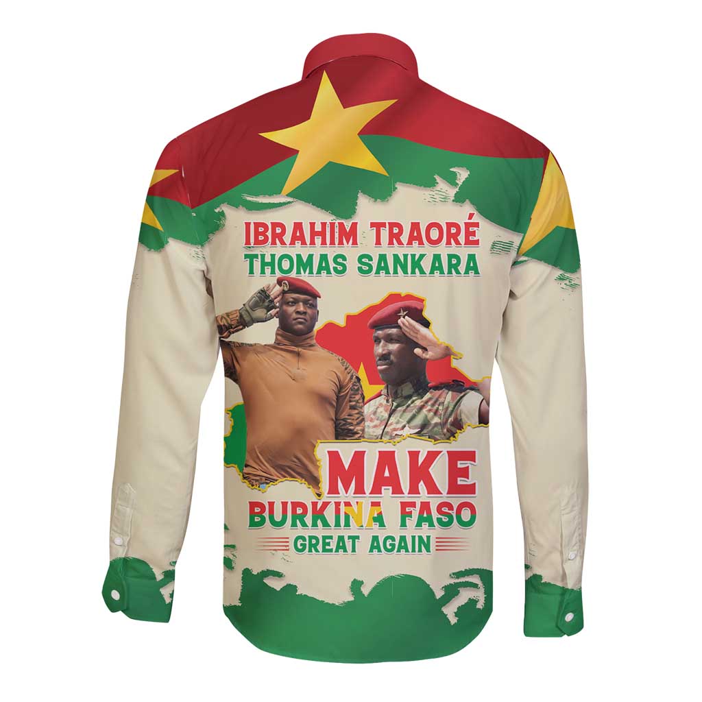 Long-sleeve button shirt with back multicolor graphic print on cream base