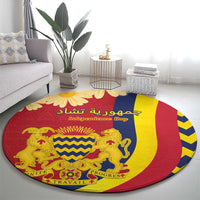 Chad Independence Day Round Carpet Coat Of Arms Gerbera Daisy