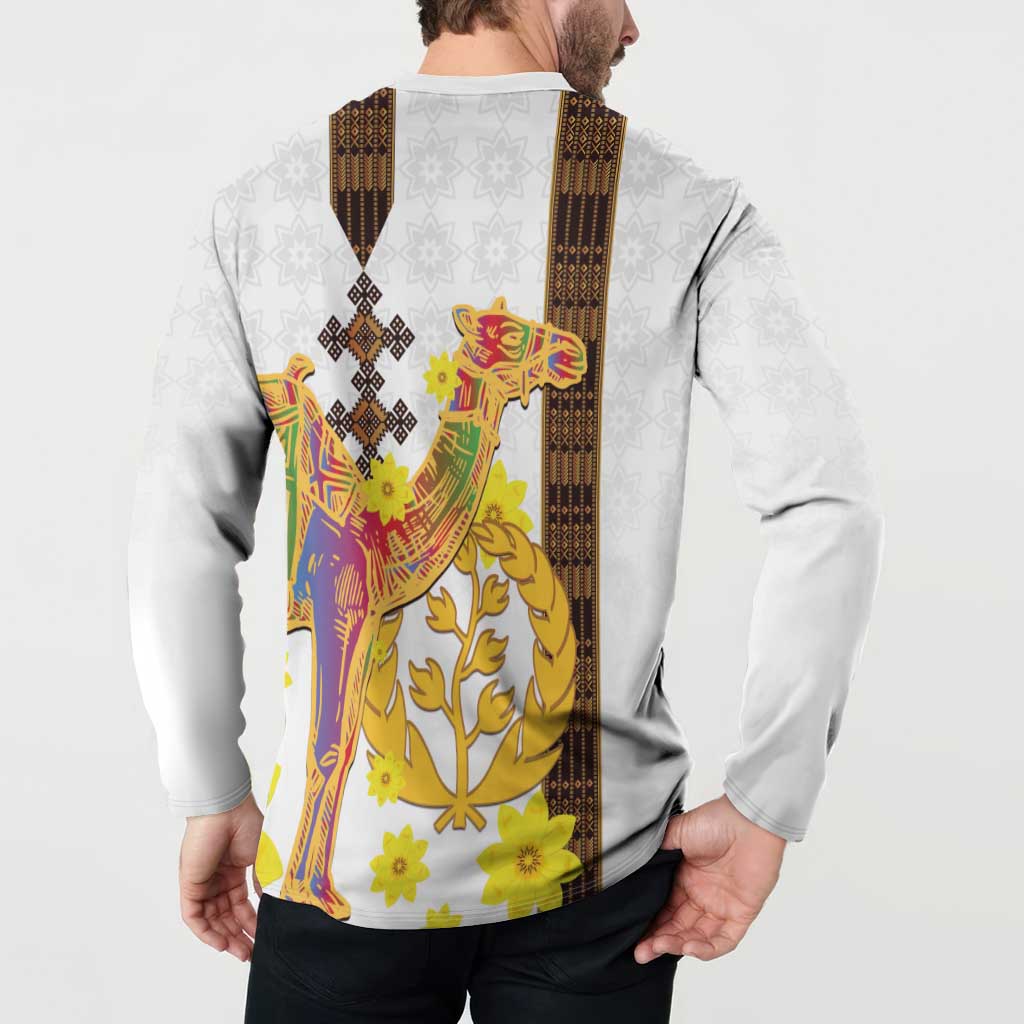 Happy Eritrea New Year Button Sweatshirt Adey Abeba Flower With Habesha Tilet Pattern - Wonder Print Shop