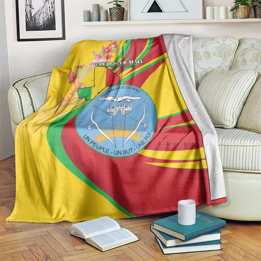 Mali Independence Day Blanket Coat Of Arms With Hibiscus Sabdariffa - Wonder Print Shop