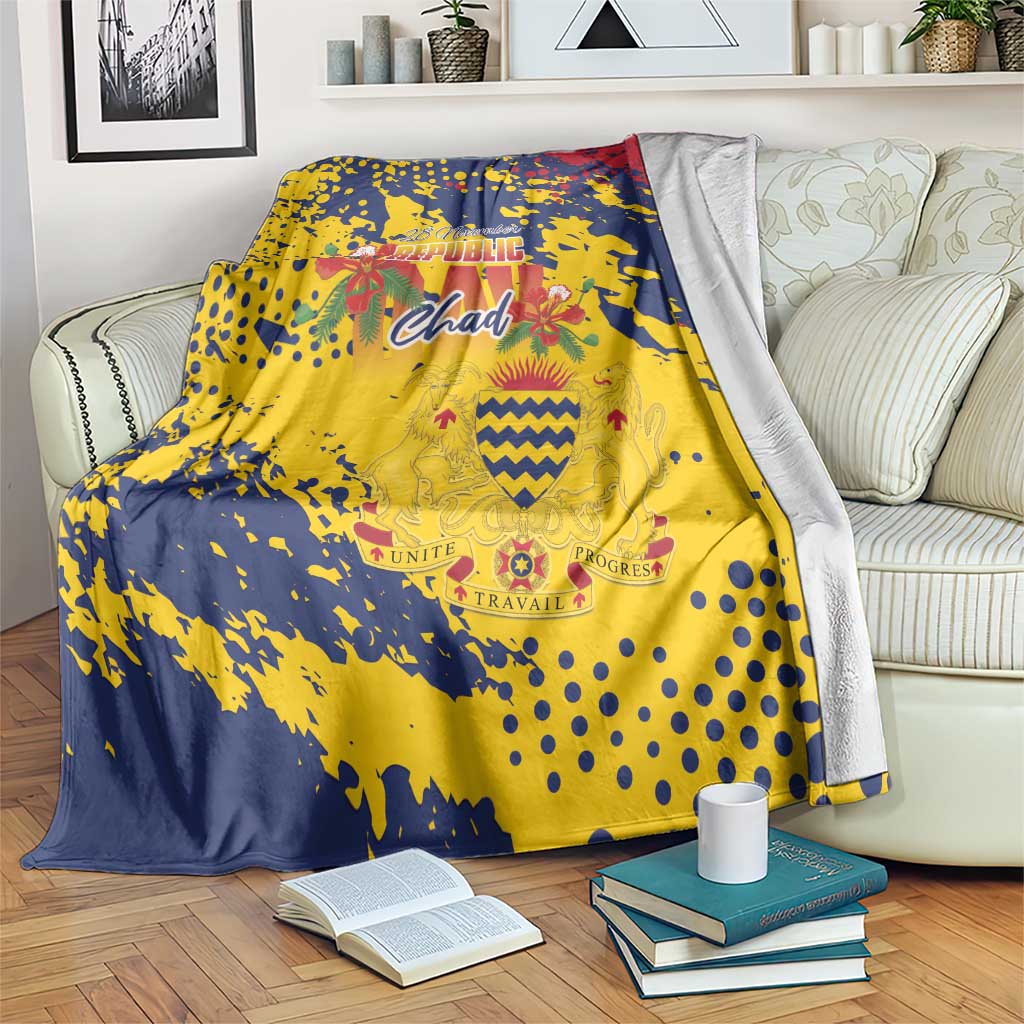 Chad Republic Day Blanket Coat Of Arms - Grunge Style - Wonder Print Shop
