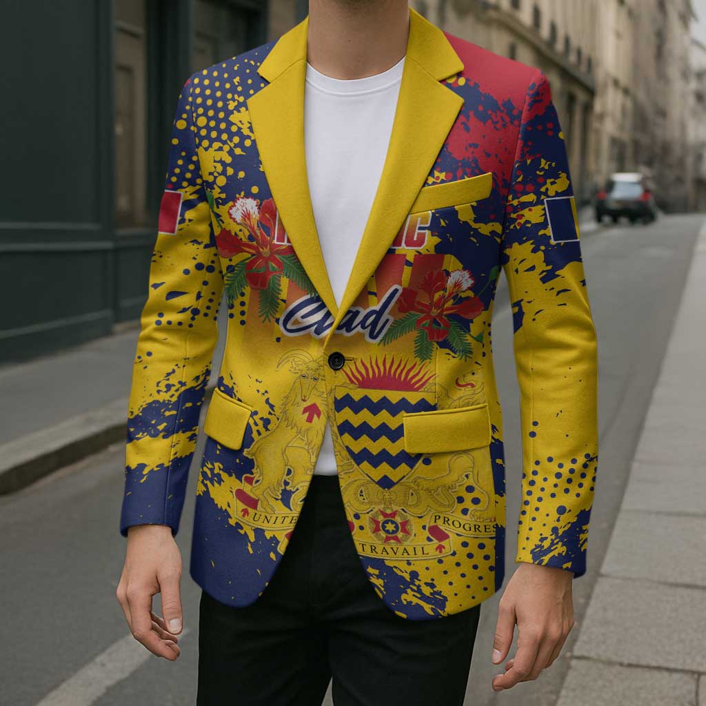 Personalized Chad Republic Day Blazer Coat Of Arms - Grunge Style - Wonder Print Shop