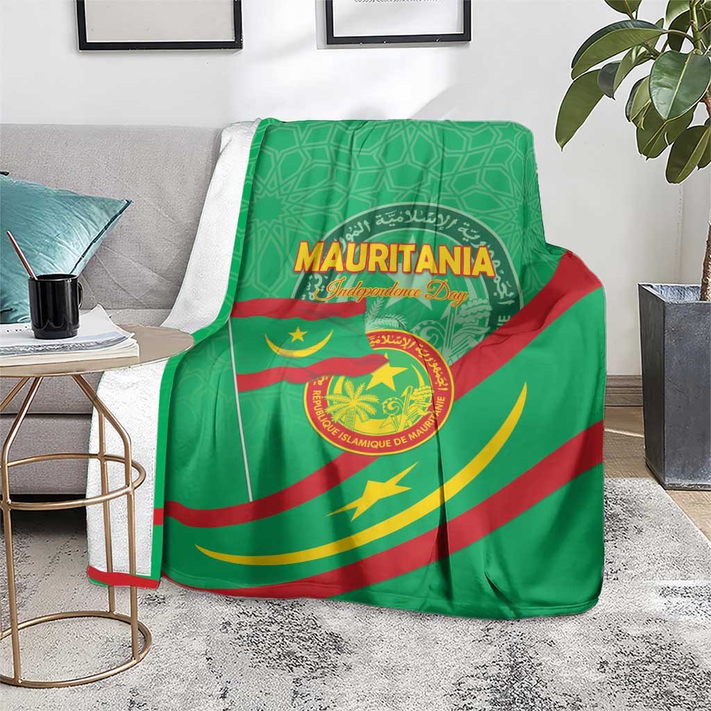 Mauritania Independence Day Blanket Coat Of Arms With Map - Wonder Print Shop
