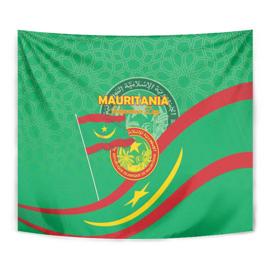 Mauritania Independence Day Tapestry Coat Of Arms With Map - Wonder Print Shop