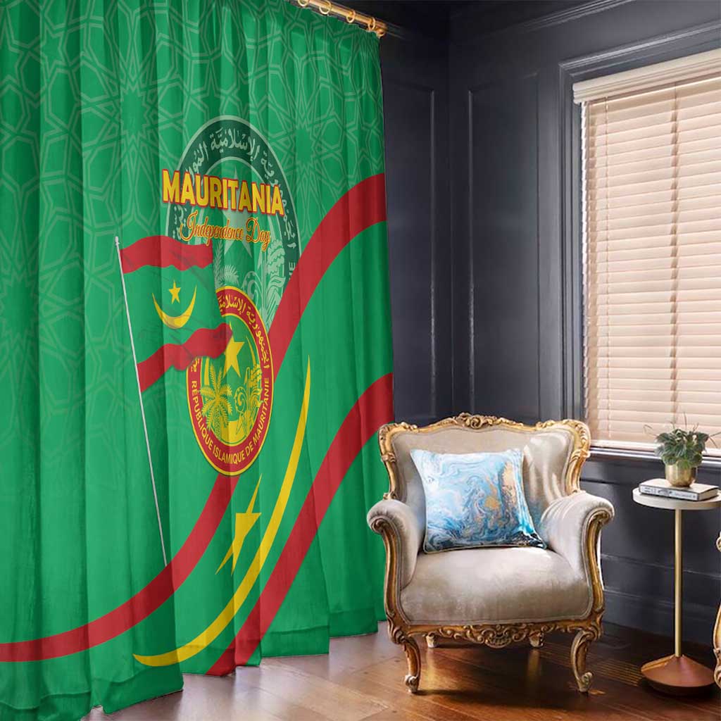 Mauritania Independence Day Window Curtain Coat Of Arms With Map - Wonder Print Shop