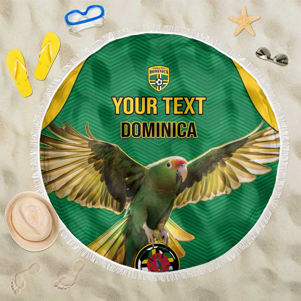 Custom Dominica Football Beach Blanket Sisserou Parrot Green Color - Wonder Print Shop