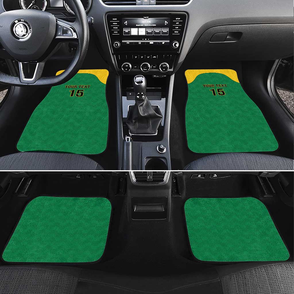 Custom Dominica Football Car Mats Sisserou Parrot Green Color - Wonder Print Shop