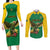 Custom Dominica Football Couples Matching Long Sleeve Bodycon Dress and Long Sleeve Button Shirt Sisserou Parrot Green Color - Wonder Print Shop