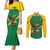 Custom Dominica Football Couples Matching Mermaid Dress and Long Sleeve Button Shirt Sisserou Parrot Green Color