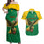 Custom Dominica Football Couples Matching Off Shoulder Maxi Dress and Hawaiian Shirt Sisserou Parrot Green Color - Wonder Print Shop