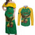 Custom Dominica Football Couples Matching Off Shoulder Maxi Dress and Long Sleeve Button Shirt Sisserou Parrot Green Color - Wonder Print Shop