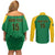 Custom Dominica Football Couples Matching Off Shoulder Short Dress and Long Sleeve Button Shirt Sisserou Parrot Green Color - Wonder Print Shop