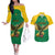 Custom Dominica Football Couples Matching Off The Shoulder Long Sleeve Dress and Hawaiian Shirt Sisserou Parrot Green Color - Wonder Print Shop