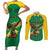 Custom Dominica Football Couples Matching Short Sleeve Bodycon Dress and Long Sleeve Button Shirt Sisserou Parrot Green Color - Wonder Print Shop