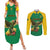 Custom Dominica Football Couples Matching Summer Maxi Dress and Long Sleeve Button Shirt Sisserou Parrot Green Color - Wonder Print Shop