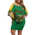 Custom Dominica Football Family Matching Off Shoulder Short Dress and Hawaiian Shirt Sisserou Parrot Green Color - Wonder Print Shop