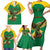 Custom Dominica Football Family Matching Short Sleeve Bodycon Dress and Hawaiian Shirt Sisserou Parrot Green Color - Wonder Print Shop