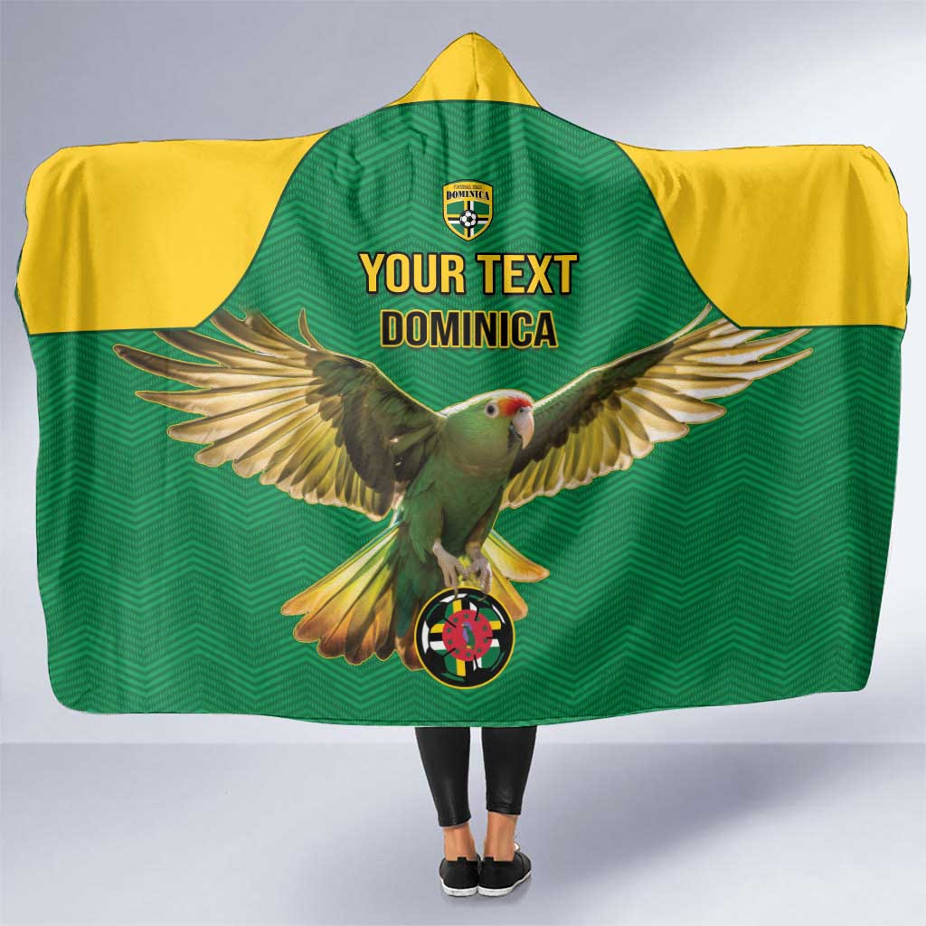 Custom Dominica Football Hooded Blanket Sisserou Parrot Green Color