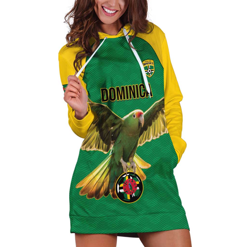 Custom Dominica Football Hoodie Dress Sisserou Parrot Green Color - Wonder Print Shop