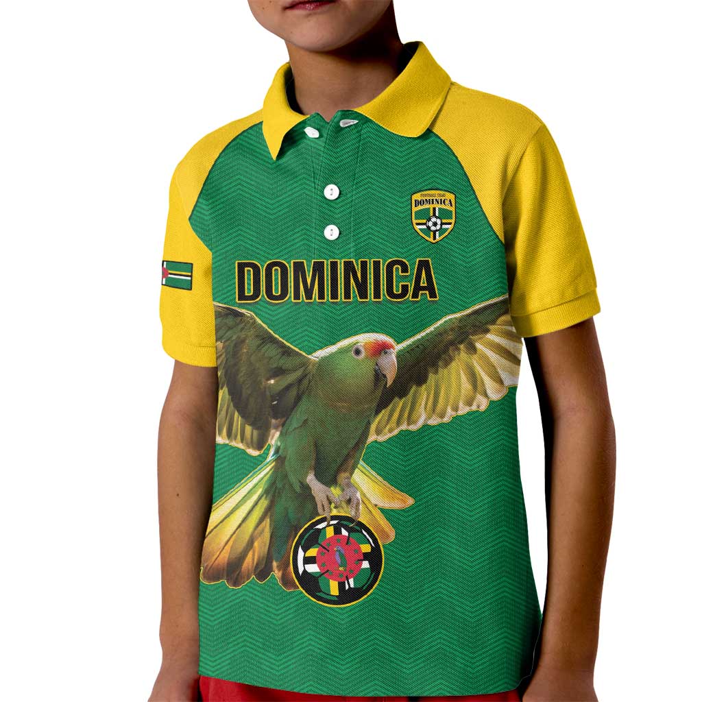 Custom Dominica Football Kid Polo Shirt Sisserou Parrot Green Color - Wonder Print Shop