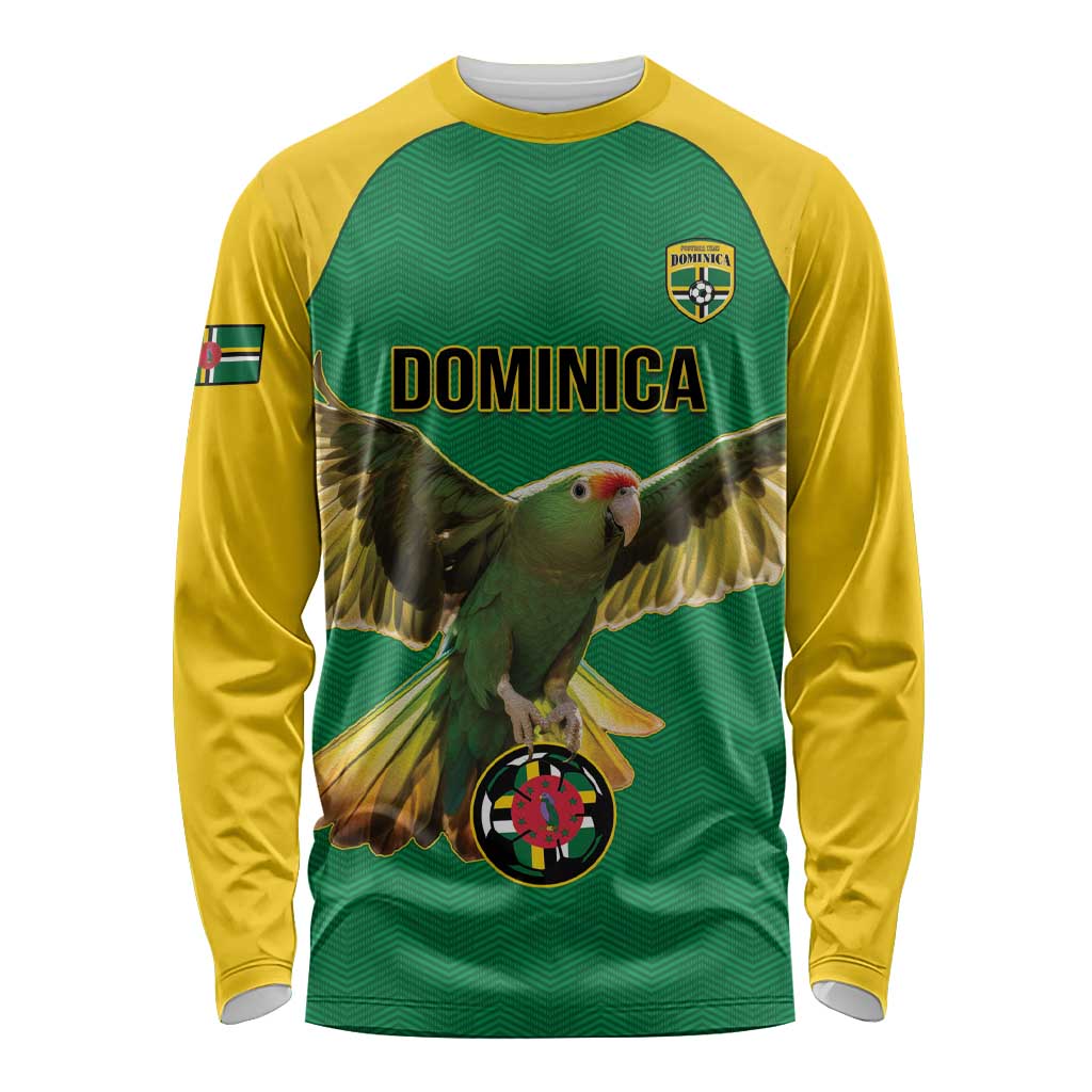 Custom Dominica Football Long Sleeve Shirt Sisserou Parrot Green Color - Wonder Print Shop