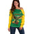 Custom Dominica Football Off Shoulder Sweater Sisserou Parrot Green Color - Wonder Print Shop