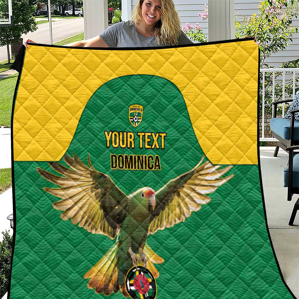 Custom Dominica Football Quilt Sisserou Parrot Green Color - Wonder Print Shop