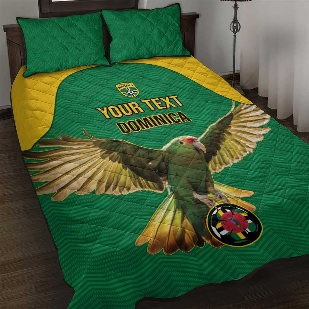 Custom Dominica Football Quilt Bed Set Sisserou Parrot Green Color - Wonder Print Shop