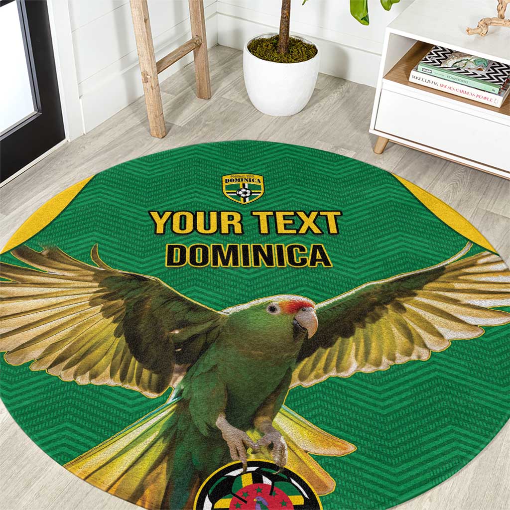 Custom Dominica Football Round Carpet Sisserou Parrot Green Color